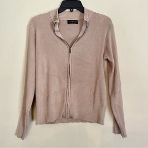 Curlbiuty ribbed sweater with front‎ zipper in the color tan size large